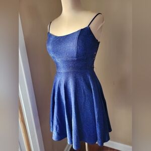 City Studio Royal Blue Lace Dress Glitter Fit and Flare Dress Size 3